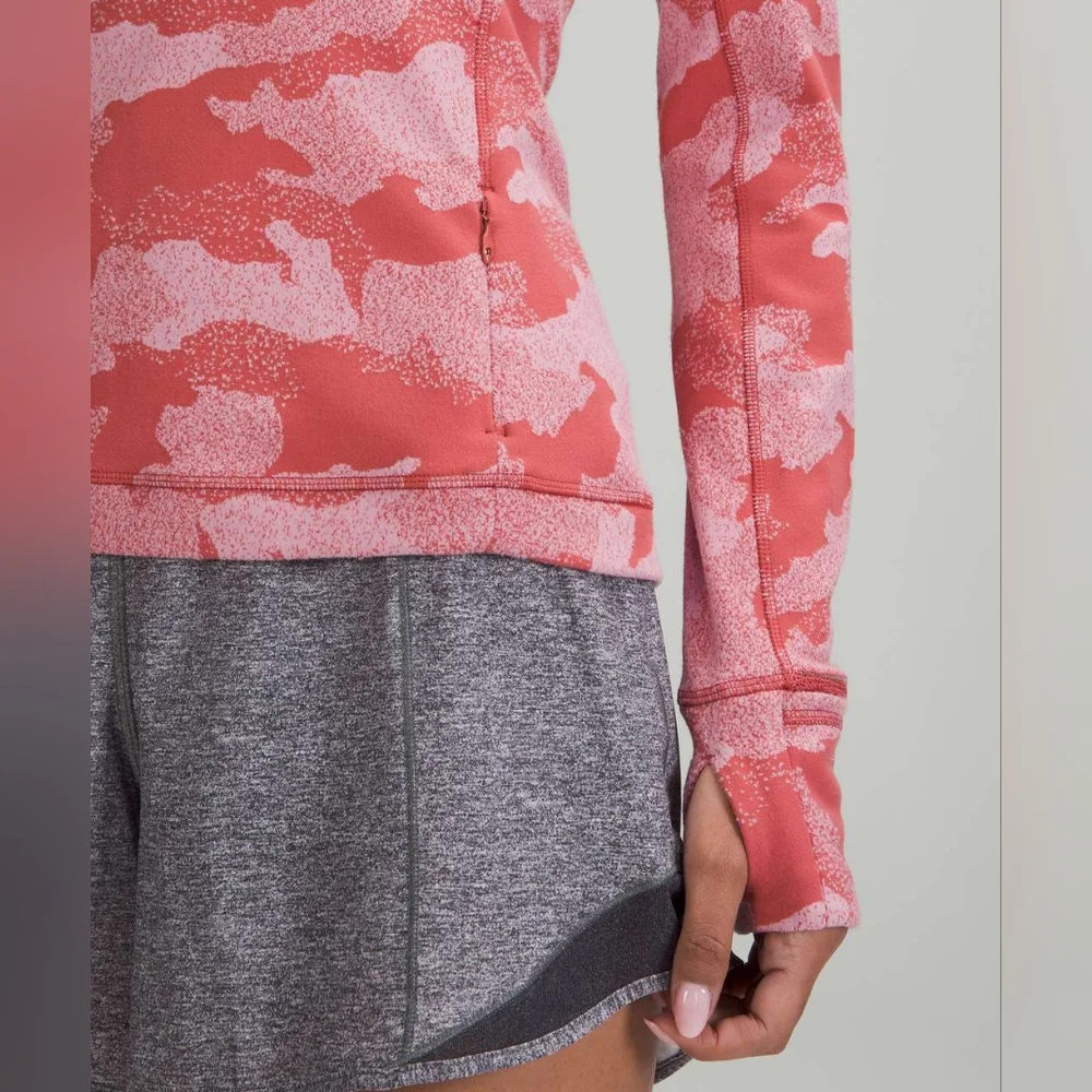 Lululemon Its Rulu Run Long Sleeve Shirt Pink Camo Jacquard Size 8